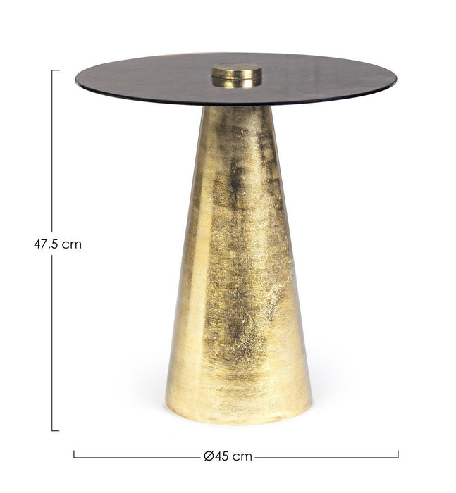 TAVOLINO CON VETRO DINPAL BRASS D45