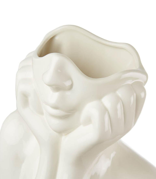 Vaso porcellana scultura viso donna L'Oca Nera