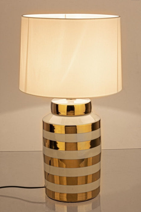 Lampada tavolo Bizzotto Porcellana Bianco-Oro Honey H63